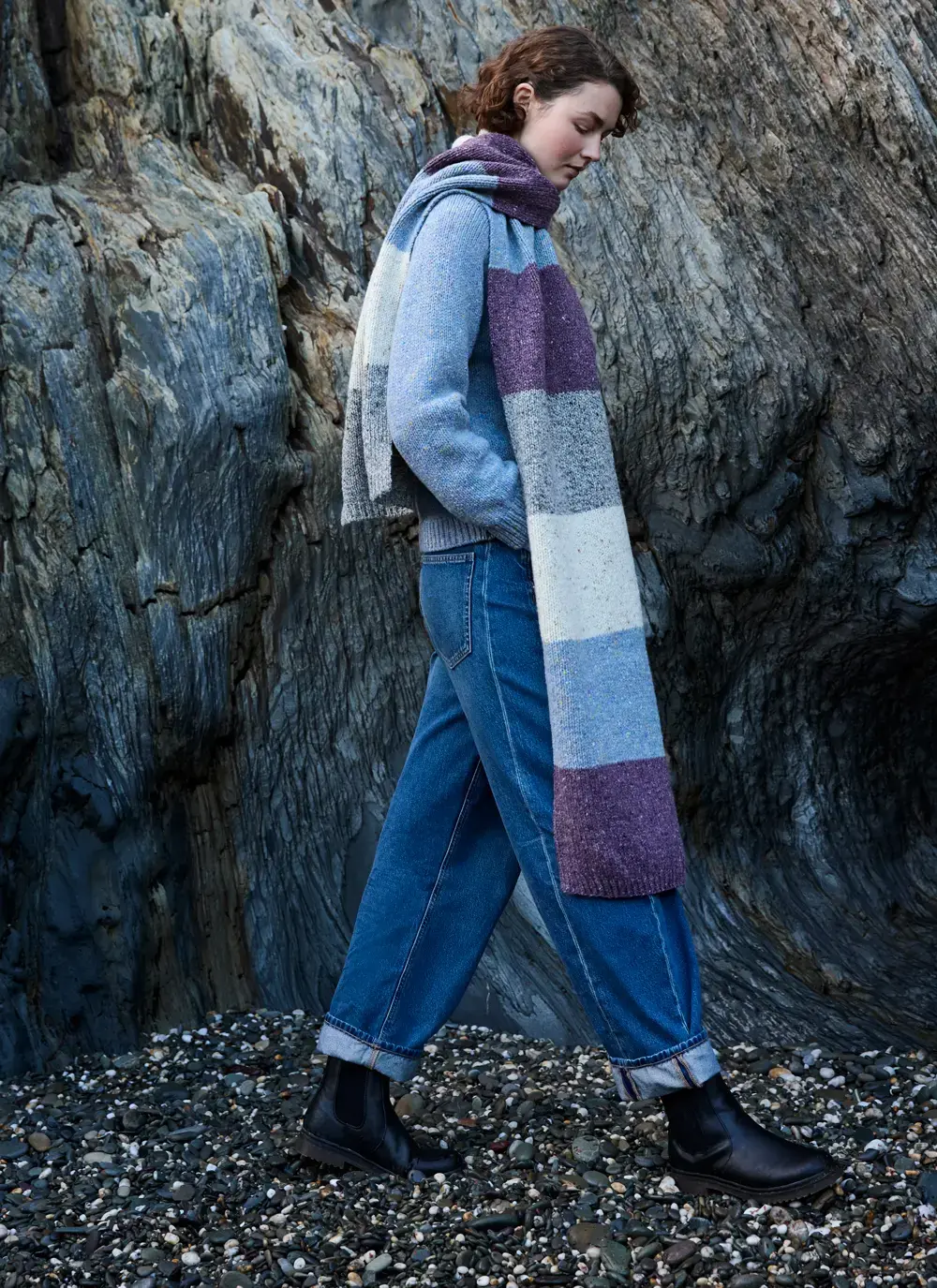 Fisherman Donegal Fleck Color Block Scarf 